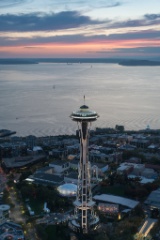 Seattle Aerial Photography Above the Space Needle at Dusk.jpg